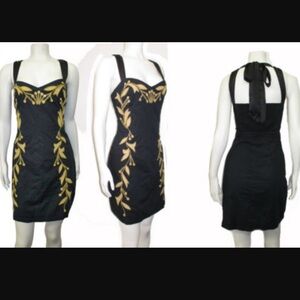 Free People Black and Gold Mini Dress